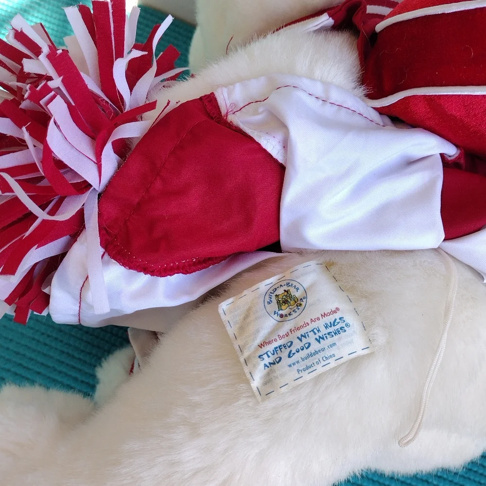 Build-A-Bear workshop Stuffed Polar Bear Wearing Red Cheerleader Outfit